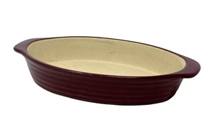 PAMPERED CHEF Family Heritage Stoneware Small Oval Baker Cranberry New Tradition - Picture 1 of 6