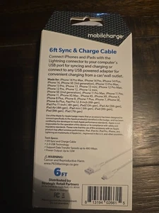 Câble Lightning vers USB 6' MobilCharge (certifié MFI) blanc. . - Photo 1 sur 10