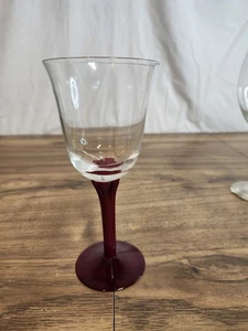 Vintage Libby Red Stem Tulip Wine Glass - Picture 1 of 7