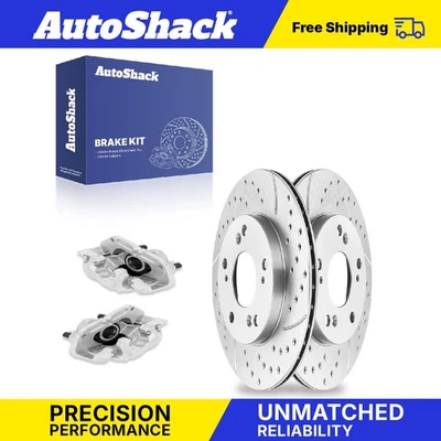 Front Drilled Slotted Brake Rotors Calipers for 2022-2024 Honda Civic 1.5L - Image 1 of 4