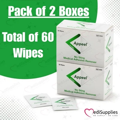 EXP 2027| 60 x No Sting medizinischer Klebstoffentferner Apfel Tücher Stoma einfache Entfernung - Bild 1 von 4