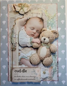 Handmade 3D Greeting Cards Baby Shower New Baby Cuddle Bug SCRAPZ By Kim - Picture 1 of 2