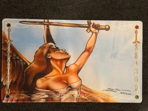 Tappetino da gioco Serra Angel MTG edizione limitata Stich FIRMATO Douglas Shuler Play Mat - Foto 1 di 3