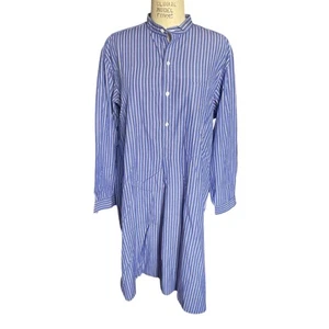 Camicia da notte CHARVET Elysee oversize a righe blu cotone popeline taglia XL X-Large - Foto 1 di 9