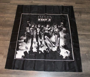 VTG 1989 KISS DESTROYER Black & White Nylon Tapestry Banner Flag 44" x 42" - Picture 1 of 7