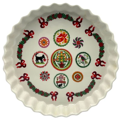 Plato de flan acanalado Portmeirion Spirit of Christmas 10,5" hecho en Inglaterra de colección *leer Foto 1 de 4