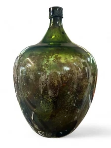 Antique French demijohn bottle green hand blown balloon shaped oil FRANCE 1800's - Picture 1 of 8