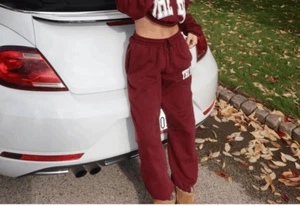 The Bar Maroon Varsity Sweatpants - Picture 1 of 3