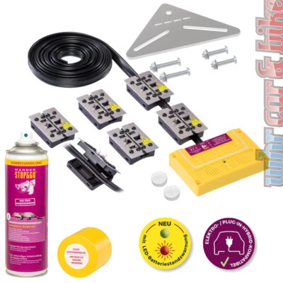 NORBERT SCHAUB GMBH Dispositivo de defensa contra martas de alto voltaje Stop&Go 8PM CLIP + eliminador de marcas de fragancia + ángulo