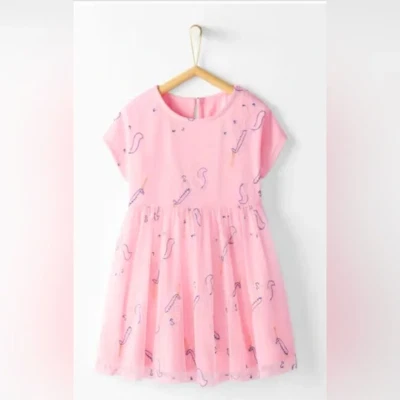 Hanna Andersson Embroidered Dress Tulle Pink Unicorn Size 130/US Size 8 - Image 1 of 4