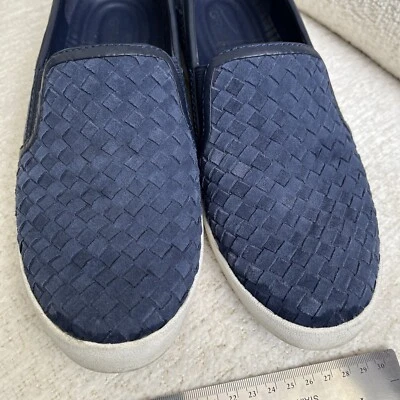 Cole Haan Blue Suede Sneakers Size 10 1/2 Grandpro Spectator Slip On Basket Weav - Image 1 of 4