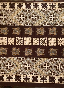 Turtle Hawaiian Tapa Bark Cloth 2 +Yards   X 44" Brown Tan Mosaic Floral - Picture 1 of 5