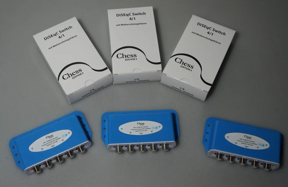 3x Chess Editions 4/1 4x1 DiSEqC SWITCH mit Wetterschutzgehäuse - Bild 1 von 4