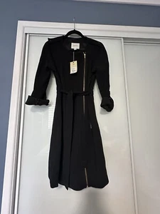 Country Road Double Crepe Trench Coat . Black Size S / US Bnwt - Picture 1 of 7