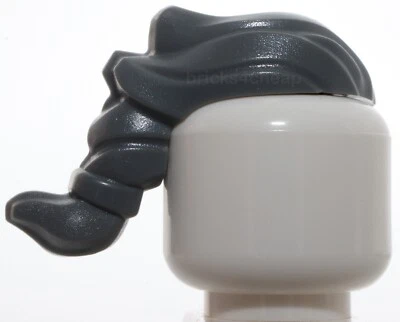 Lego gris azulado oscuro minifigura pelo estrecho barrido hacia atrás con cola de caballo Foto 1 de 3