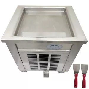 19.6” Square Pan Fried Ice Cream Machine Rolled Frozen Yogurt Maker Stainless - Picture 1 of 17
