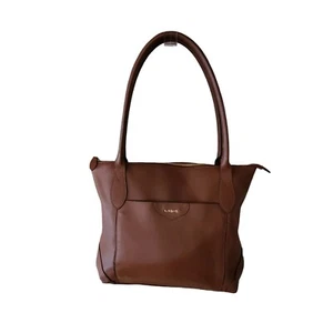 Lodis Sierra Large Brown Pebbled Leather Shoulder Bag Travel Carry On Purse - Bild 1 von 11