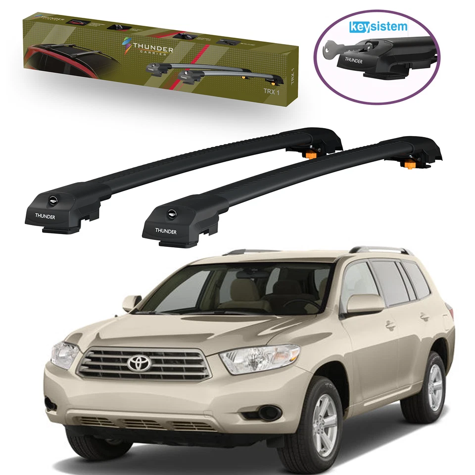 For Toyota Highlander 2007 – 2013 Black Aluminium Roof Racks  Cargo Cross Bars - Imagem 1 de 4