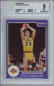 1984-85 STAR #176 MITCH KUPCHAK BGS 9 MINT QUAD 9.5 EDGES LOS ANGELES LAKERS - Picture 1 of 2