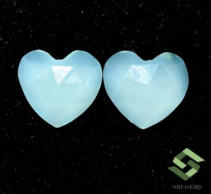 12 mm Natural Chalcedony Heart Shape Cut Pair 6.95 Cts Faceted Loose Gemstones - Picture 1 of 7