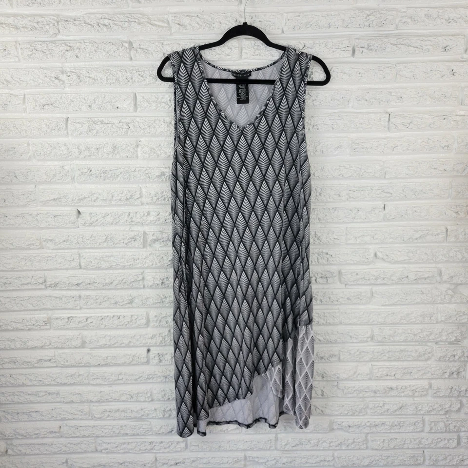 Vestido para mujer Design History XXL cambio debajo de la rodilla diamante geométrico en capas negro Foto 1 de 4