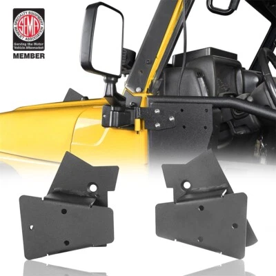 Soportes de reubicación de espejos retrovisores de puerta de acero negro 2 piezas para Jeep Wrangler TJ 97-06 Foto 1 de 4