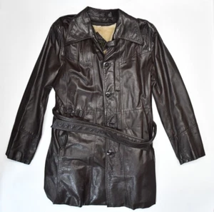 Casablanca Leather Men's Sports Jacket Brown Vintage Detachable Lining Size 46 - Picture 1 of 8