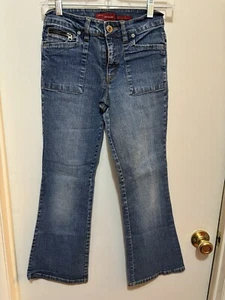 Arizona Jeans Girls Medium Wash Flare Leg Zip Up Size 12 Regular Jeans Zip Snaps - Picture 1 of 11
