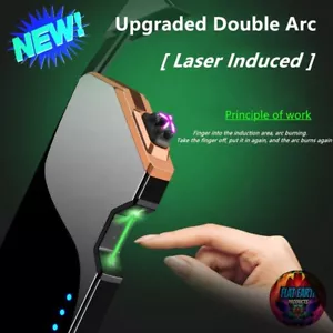 Nuovo accendino laser ricaricabile Tesla doppio arco dispositivo al plasma USB nero 1 ENERGIA - Foto 1 di 12