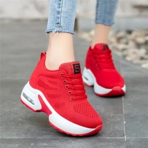 Women's Platform Mesh Breathable Sneakers Casual Wedge Basket ShoesThick Trainer - Picture 1 of 23