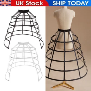 Gothic Women 5 Hoops Crinoline Hoop Cage Skirt Pannier Bustle Petticoat UK. - Picture 1 of 26