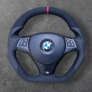 BMW 1 3 E81 E82 E87 M3 E90 E91 E92 FLAT BOTTOM CUSTOM LEATHER STEERING WHEEL - Bild 1 von 6