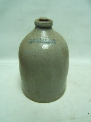 Old Vintage W W & D Weston Ellenville NY 1 Gallon Gray Handled Jug  Pottery - Image 1 of 4
