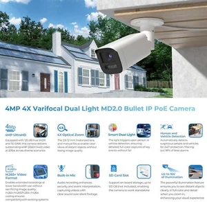 Cámara IP Varifocal MD2.0 POE 4MP Compatible con Hik MIC ColorVu 4MP Doble Luz - Imagen 1 de 24