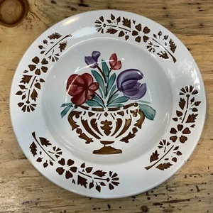 HB Choisy-le-Roi zuppiera bordo faience francese 9" urna floreale stencil c.1890s - Foto 1 di 16