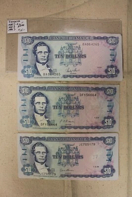1987, 1991, & 1994 Jamaica $10 Notes - 3 High Grade Notes - Image 1 of 2