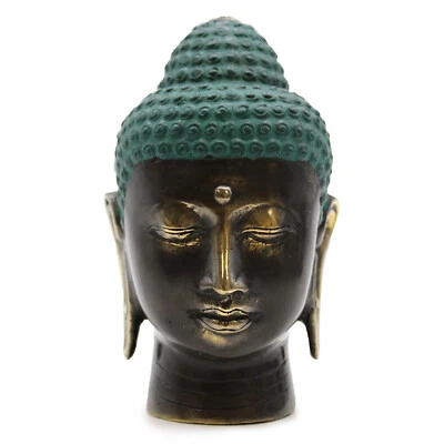 Brass Fengshui Objects Large Antique Brass Buddha Head - Image 1 of 3