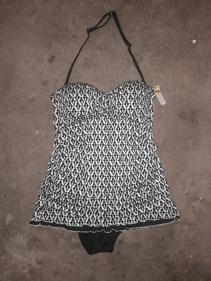 TRAJE DE BAÑO APT 9 negro blanco con volantes de una pieza para mujer talla M - NUEVO Foto 1 de 4