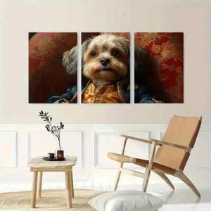 3pcs Lxurious Golden & Blue Renaissance Metal Print Ready to Hang Art - Picture 1 of 7