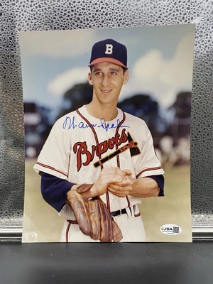 Warren Spahn Milwaukee Braves Signed 8x10 Photo JSA - Image 1 of 3