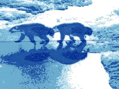 CANADA LANDSCAPES Sc 597aiii 25c JOINED POLAR BEARS MS MINT NH - Image 1 of 2