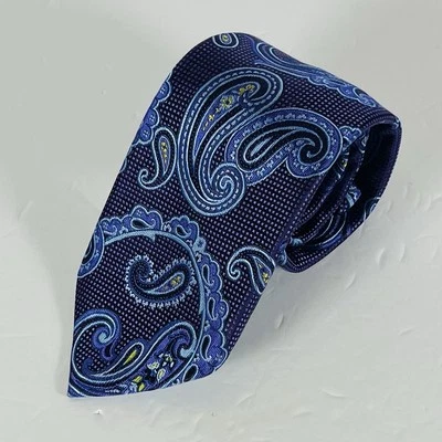 "Corbata David Donahue 100 % seda púrpura/azul/dorado cachemira 3,25""" Foto 1 de 4