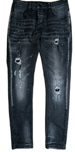 Alessandro Zavetti Denim Distressed Paint Splatter Black Jeans - W28 L30 - Picture 1 of 16