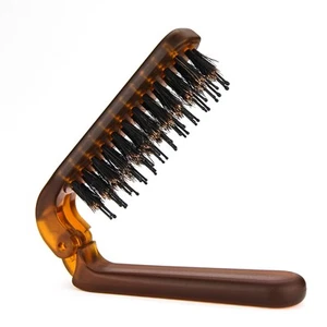 Travel Folding Hair Brush Portable Pocket Boar Bristle Brush for Men Women - Picture 1 of 7