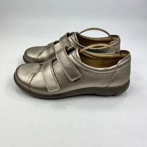 Hotter Leap bequeme Damenschuhe champagnerfarben goldfarben Leder UK 6 Klettverschluss Freizeit - Bild 1 von 16