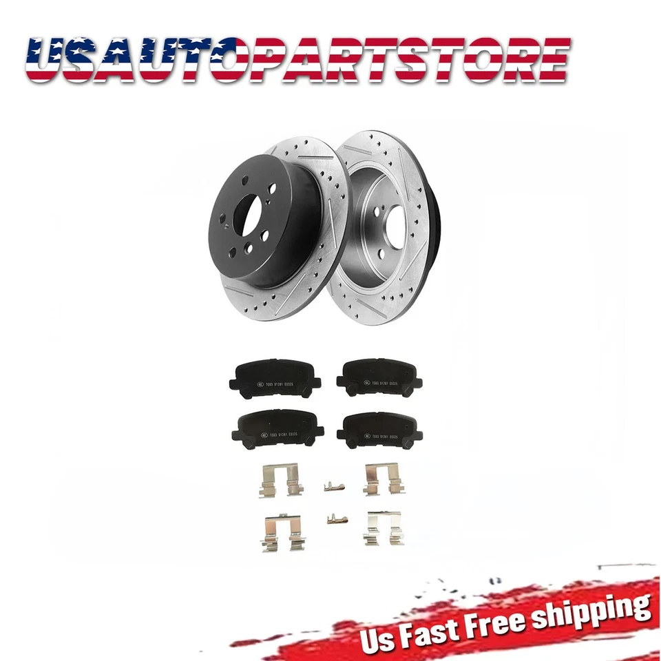 Rear Drilled Rotors Ceramic Brake Pads Kit for Honda Pilot Odyssey Acura MDX ZDX Foto 1 de 4