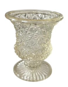 Vintage LE Smith Klarglas Gänseblümchen und Knopf Fuß Sockel Urne Zahnstocher Halter - Bild 1 von 7