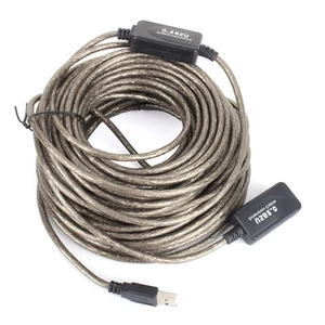 20M USB 2.0 Type A Male To Female Extension Extender Cable Cord Black FY - Afbeelding 1 van 7