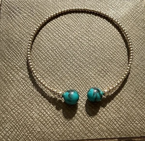 New 14K Genuine Untreated Turquoise Cuff Bracelet - Picture 1 of 7