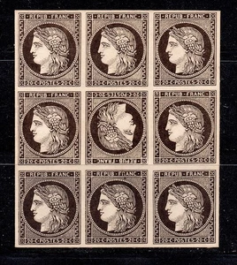 💎  AUTHENTIQUE FAUX ANCIEN TETE BECHE du 20C CERES en bloc de 9 / RARISSIME 💎 - Imagen 1 de 2